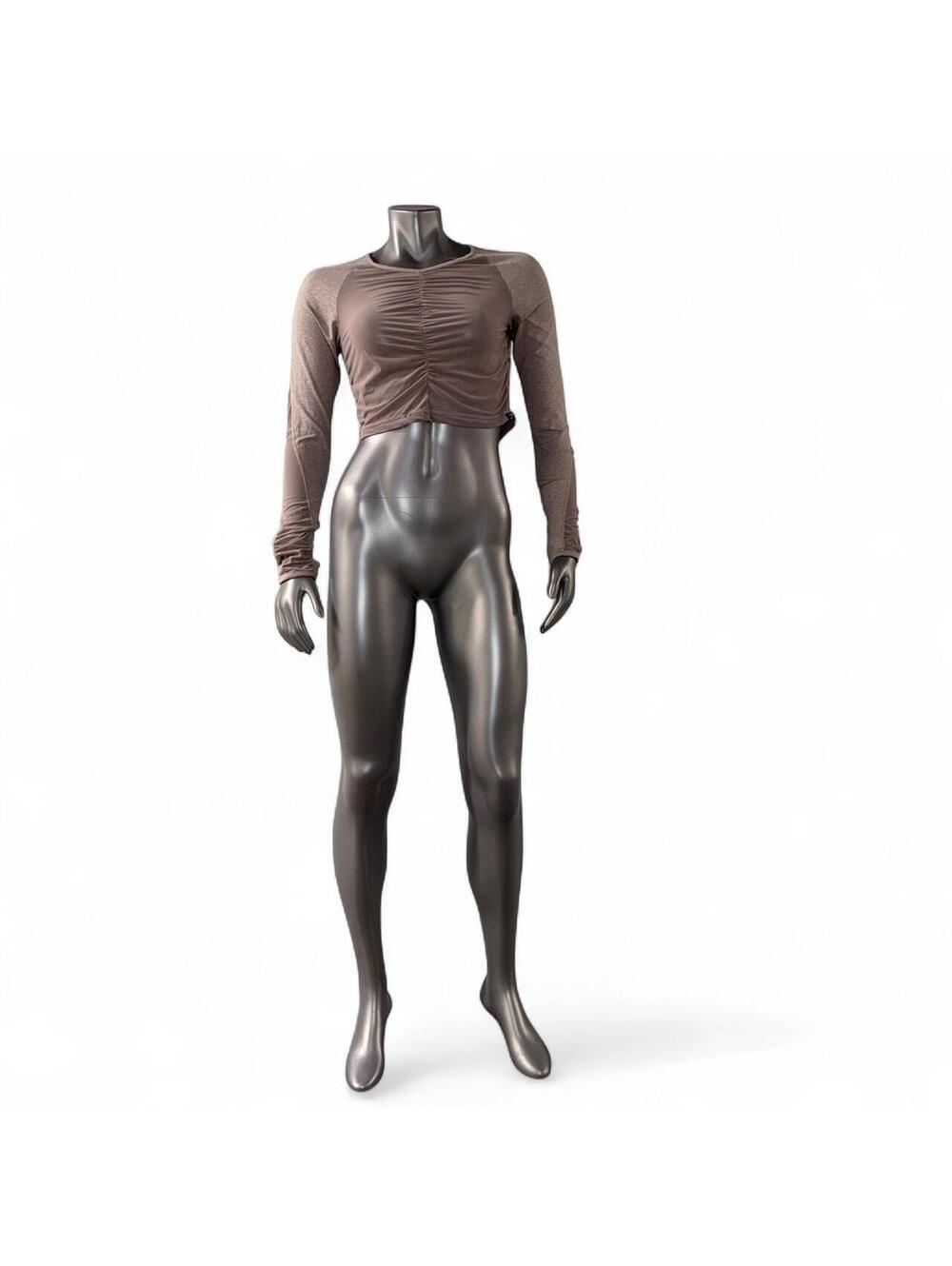 Gymshark Ruched Long Sleeve Crop Top in Brown / Taupe ✨